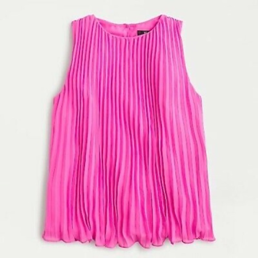 NWT J. Crew Bright Pink Pleated sleeveless georgette top size S